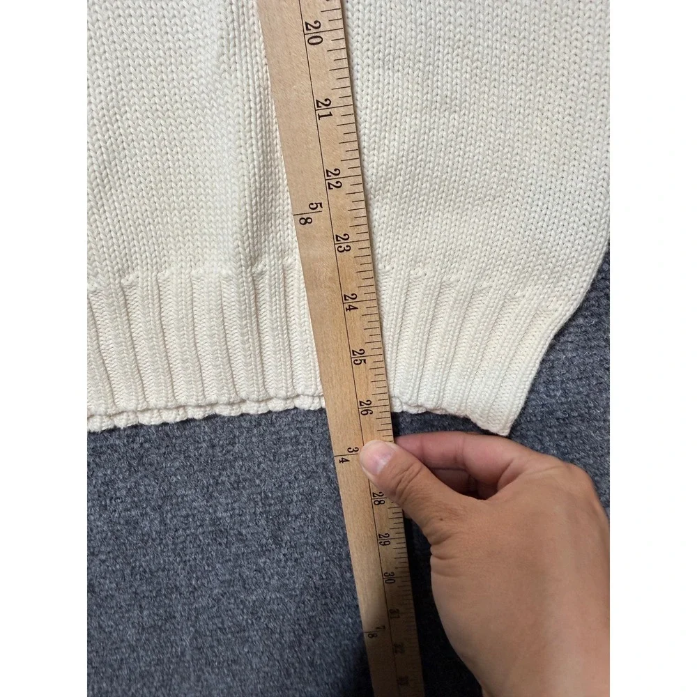 Polo Ralph Lauren Sweater Vest Mens Large Cream Excellent V-Neck Cotton Knit